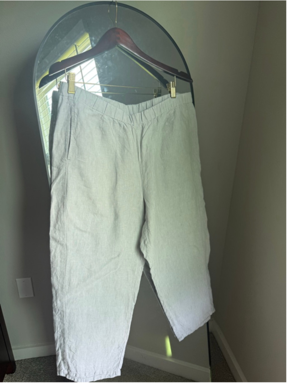 J Jill Love Linen Pants Pale Gray 100% Linen Pull On Cropped Coastal
Grandmother